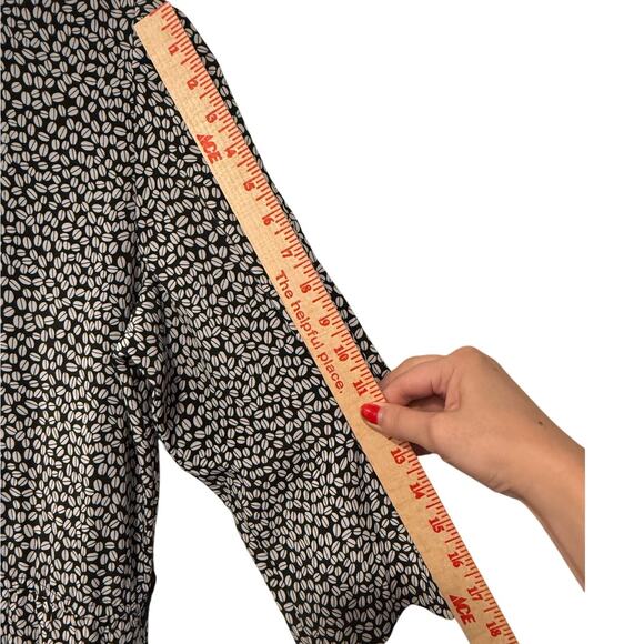 Vintage L Silky Secretary Midi Dress Pleated Puff Shoulder Sezane Collar Chain - Picture 11 of 16